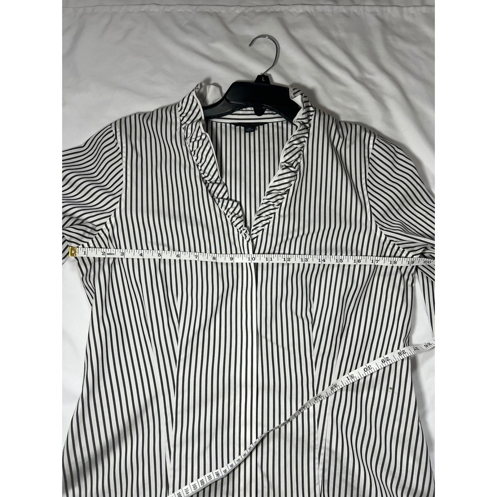 Brooks Brothers Women Ruffle Collared Supima Cottom Striped Button Down Shirt - Picture 7 of 9